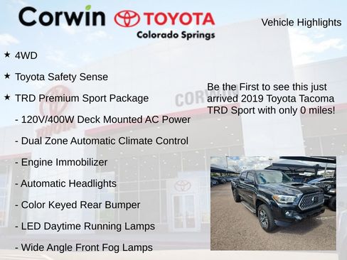 Used 2019 Toyota Tacoma TRD Sport w/ TRD Premium Sport Package AWD/4WD image 4