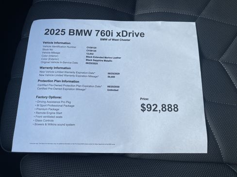 Certified 2025 BMW 760i xDrive AWD/4WD image 17