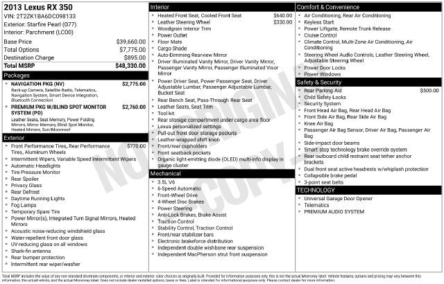 Used 2013 Lexus RX 350 FWD w/ Navigation Pkg image 2