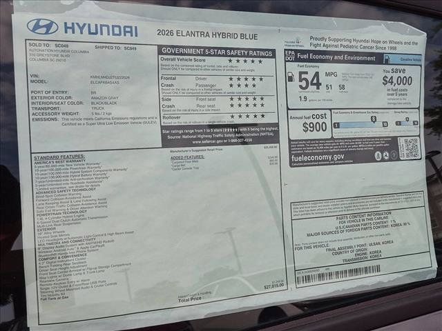 New 2026 Hyundai Elantra Hybrid FWD image 17