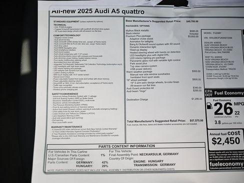 New 2025 Audi A5 2.0T Premium Plus image 40