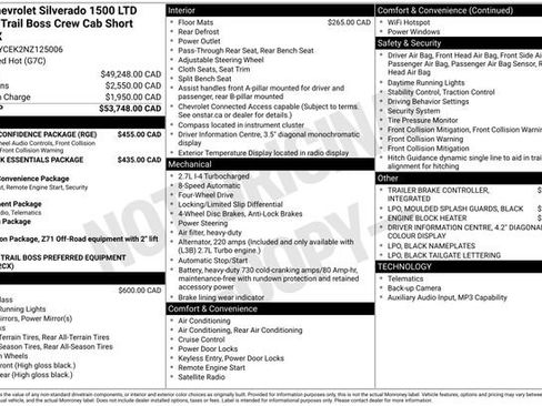 Used 2022 Chevrolet Silverado 1500 Custom Trail Boss w/ Safety Confidence Package AWD/4WD image 6