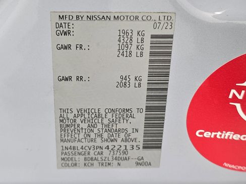 Certified 2023 Nissan Altima 2.5 SR w/ SR Premium Package image 35