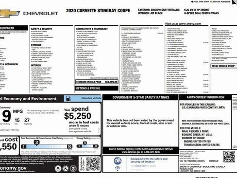 Certified 2020 Chevrolet Corvette Stingray Premium Cpe w/ 3LT Preferred Equipment Group image 13