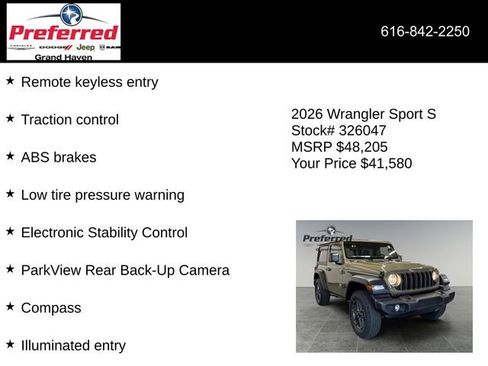 New 2026 Jeep Wrangler Sport AWD/4WD image 6
