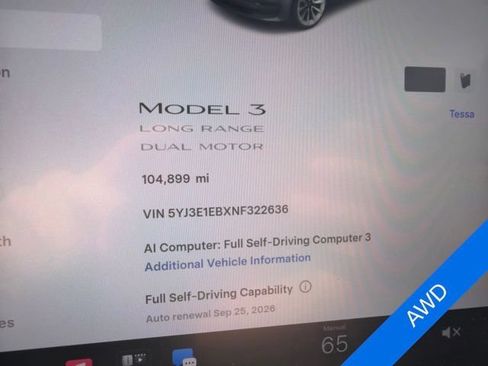 Used 2022 Tesla Model 3 Long Range AWD/4WD image 2