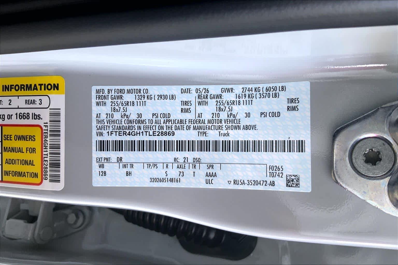 New 2026 Ford Ranger XLT w/ Equipment Group 301A High RWD image 16