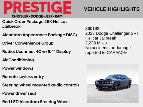 Used 2023 Dodge Challenger SRT Hellcat w/ Driver Convenience Group RWD image 2