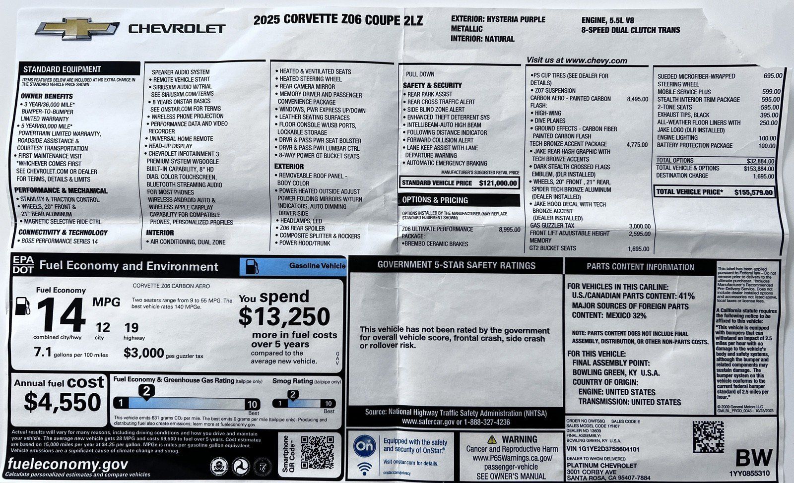 Used 2025 Chevrolet Corvette Z06 w/ Z07 Performance Package RWD image 31