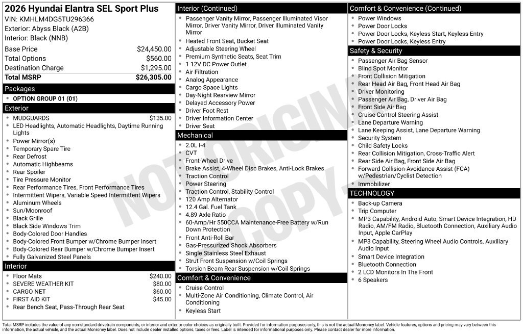 New 2026 Hyundai Elantra SEL Sport FWD image 16
