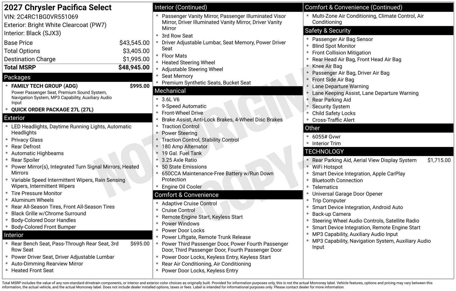 New 2027 Chrysler Pacifica Select w/ Family Tech Group FWD image 26