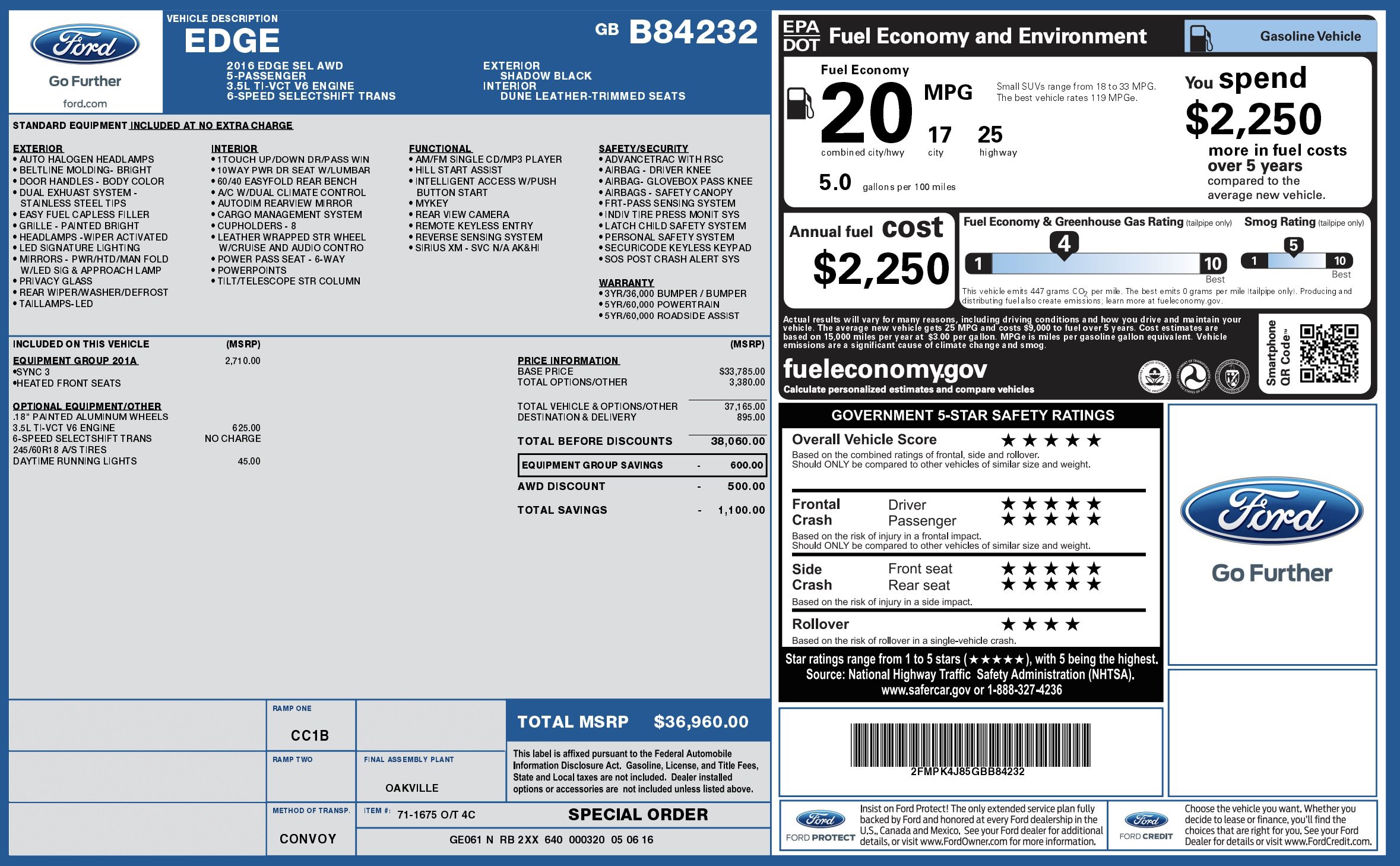 Used 2016 Ford Edge SEL w/ Equipment Group 201A AWD/4WD image 5