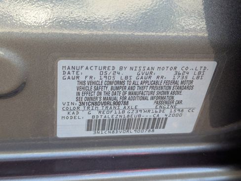 Certified 2024 Nissan Versa S w/ Trunk Package image 32