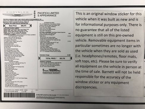 Certified 2024 Chrysler Pacifica Limited w/ S Appearance Package image 2