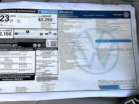 New 2026 Volkswagen Atlas SE FWD image 19