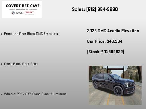 New 2026 GMC Acadia Elevation w/ Black Edition FWD image 12