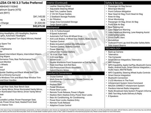Certified 2025 MAZDA CX-90 3.3 Turbo w/ Preferred Package AWD/4WD image 32