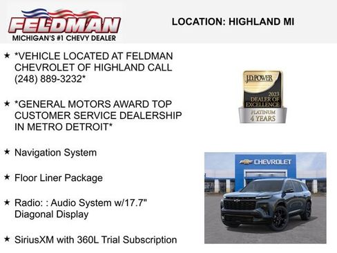 New 2026 Chevrolet Traverse RS w/ LPO, Floor Liner Package image 3