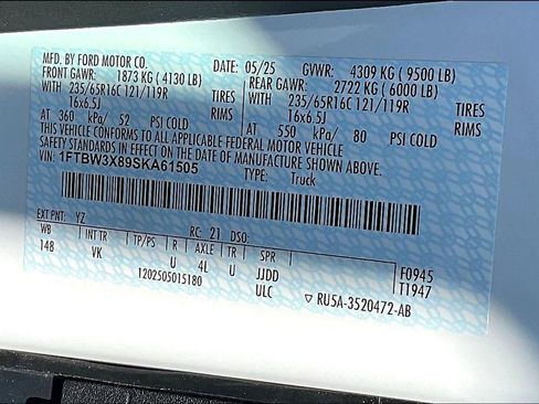 Used 2025 Ford Transit 350 148 High Roof Extended w/ Load Area Protection Package image 34