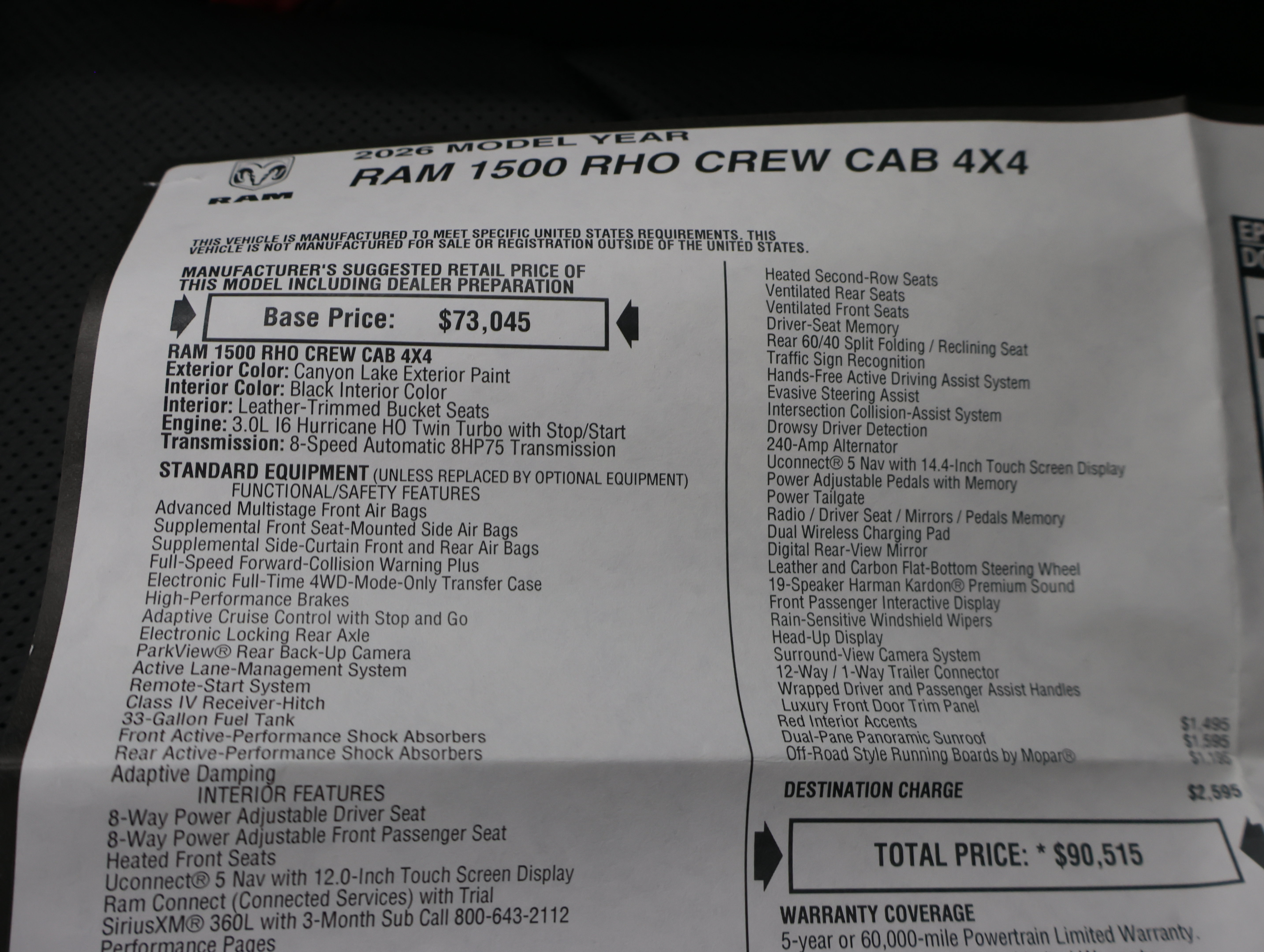 Used 2026 RAM 1500 RHO w/ RHO Level 1 Equipment Group AWD/4WD image 88