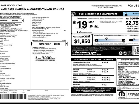 Used 2022 RAM 1500 Tradesman w/ Popular Equipment Group image 5