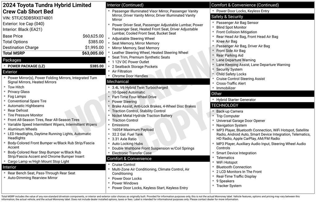 Used 2024 Toyota Tundra Limited w/ Power Package AWD/4WD image 11