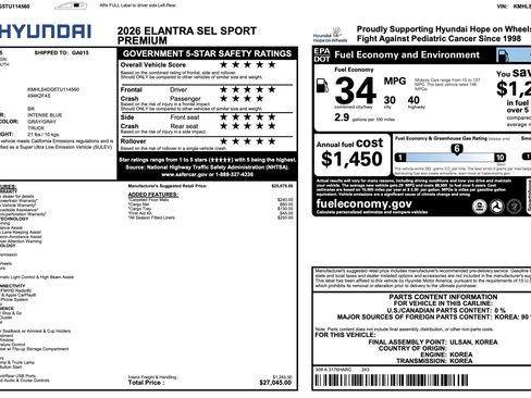 Used 2026 Hyundai Elantra SEL Sport Premium FWD image 3
