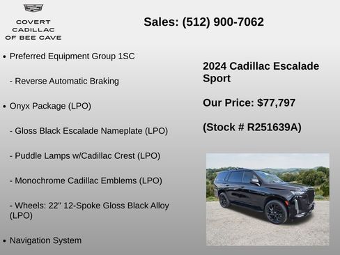 Used 2024 Cadillac Escalade Sport w/ LPO, ONYX Package AWD/4WD image 24