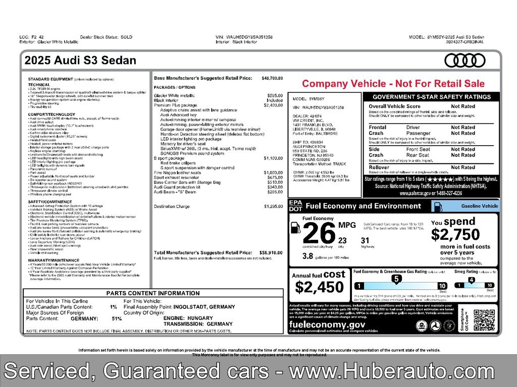 Used 2025 Audi S3 Premium Plus AWD/4WD image 18