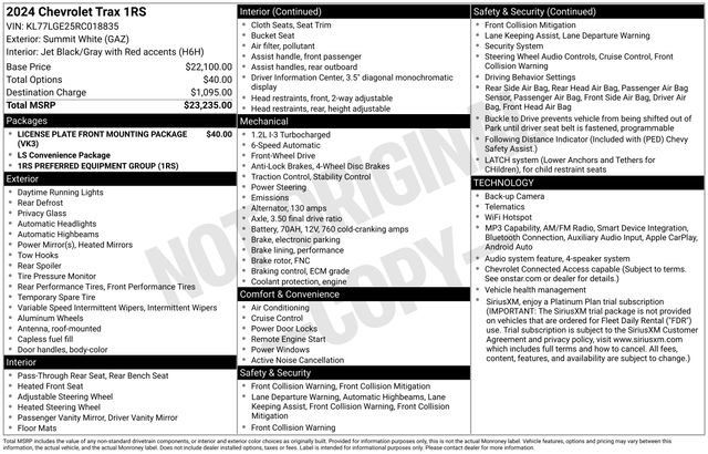 Used 2024 Chevrolet Trax RS FWD image 40
