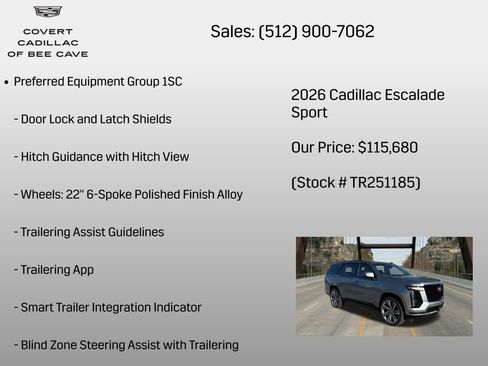 New 2026 Cadillac Escalade Sport w/ Touring Package AWD/4WD image 12