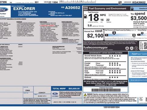 Used 2019 Ford Explorer Sport w/ Equipment Group 401A image 37