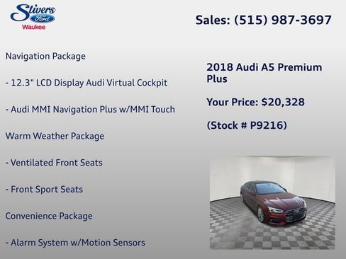 Used 2018 Audi A5 2.0T Premium Plus w/ Premium Plus AWD/4WD image 8