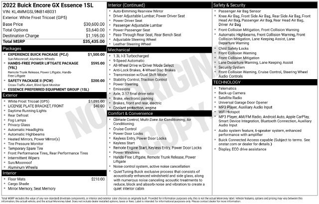 Used 2022 Buick Encore GX Essence w/ Experience Buick Package AWD/4WD image 33