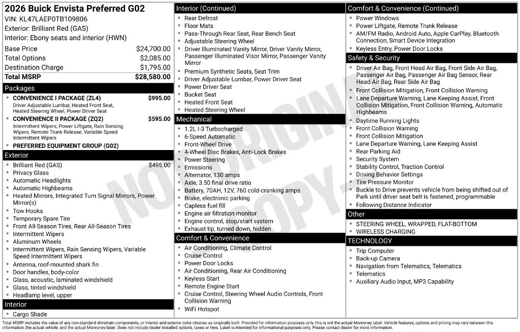 New 2026 Buick Envista Preferred w/ Convenience I Package FWD image 11