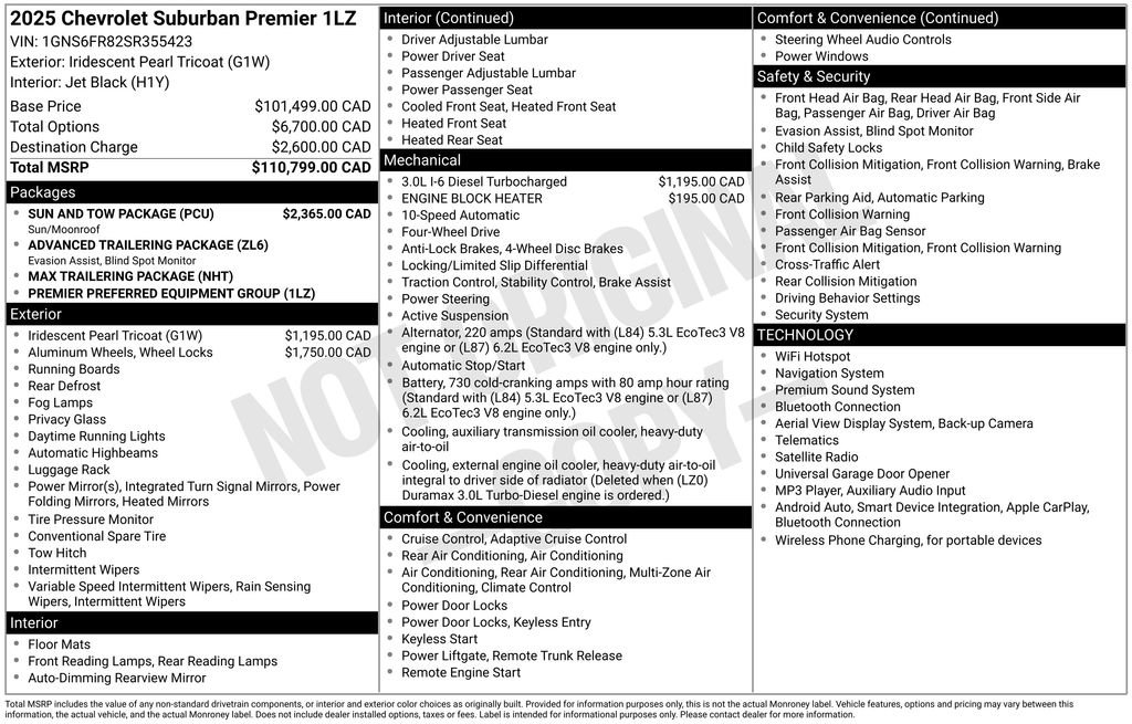 Used 2025 Chevrolet Suburban Premier w/ Sun And Tow Package AWD/4WD image 5