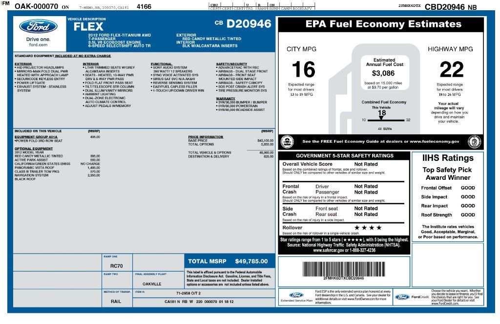 Used 2012 Ford Flex Titanium w/ Trailer Tow Pkg Class III AWD/4WD image 3
