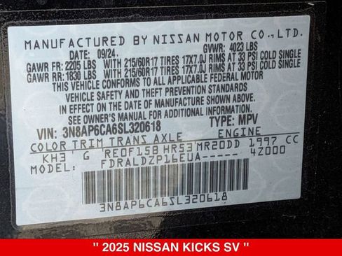 Certified 2025 Nissan Kicks SV FWD image 39