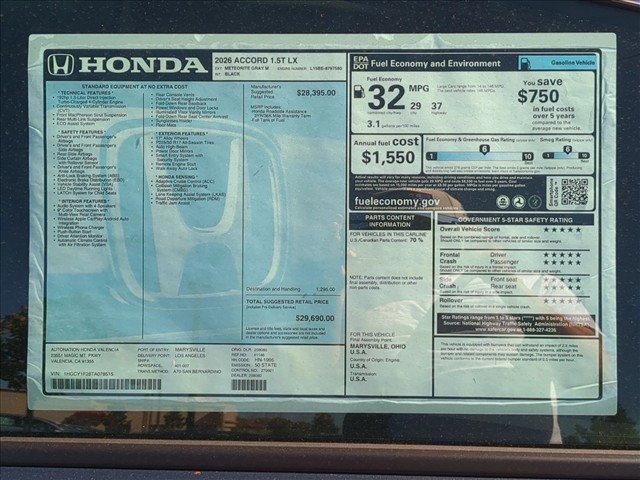 New 2026 Honda Accord LX image 16