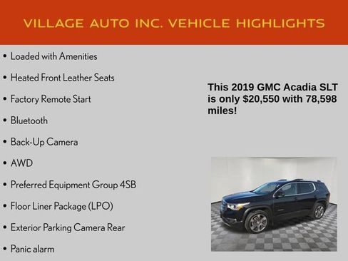 Used 2019 GMC Acadia SLT w/ LPO, Floor Liner Package AWD/4WD image 14