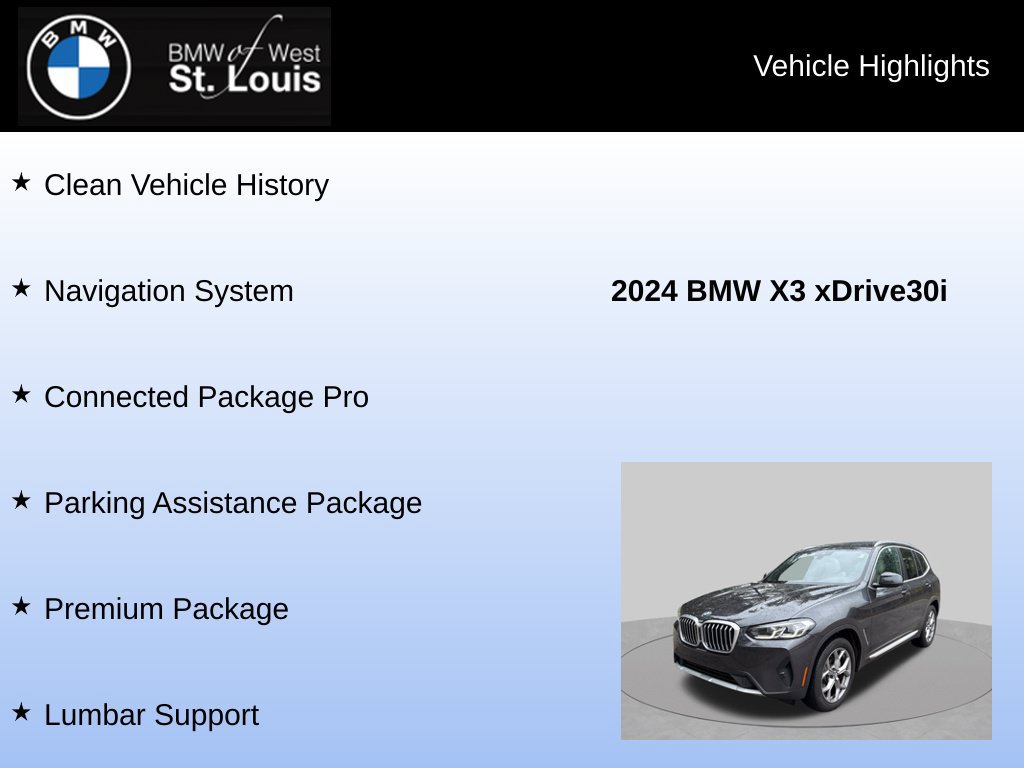 Used 2024 BMW X3 xDrive30i w/ Premium Package AWD/4WD image 8