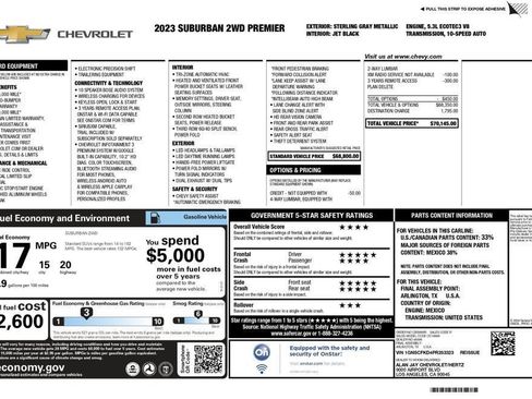 Used 2023 Chevrolet Suburban Premier RWD image 10