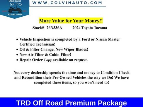 Used 2024 Toyota Tacoma TRD Off-Road w/ TRD Off Road Premium Package AWD/4WD image 2