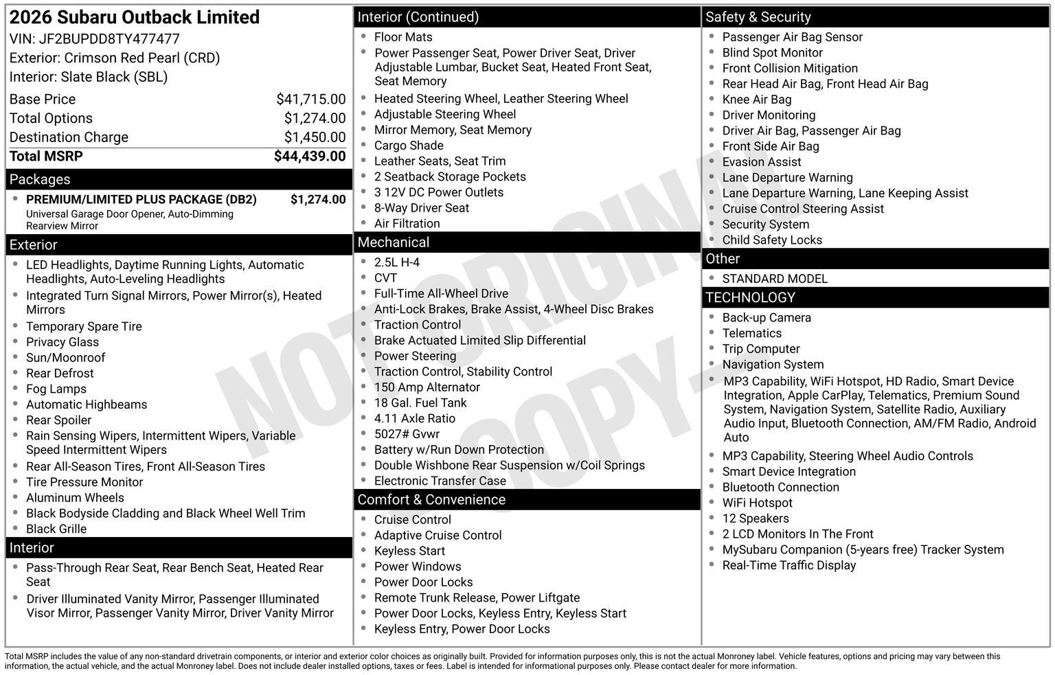 Certified 2026 Subaru Outback Limited w/ Premium/Limited Plus Package AWD/4WD image 35