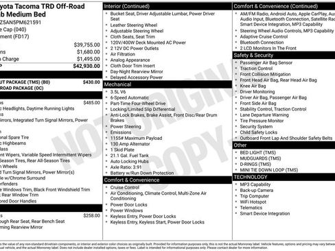 Used 2023 Toyota Tacoma TRD Off-Road w/ Black Out Package (TMS) AWD/4WD image 2