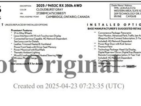 Used 2025 Lexus RX 350 w/ Convenience Package image 2