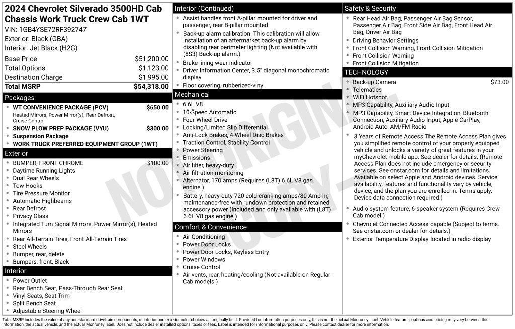 Used 2024 Chevrolet Silverado 3500 W/T w/ WT Convenience Package AWD/4WD image 39