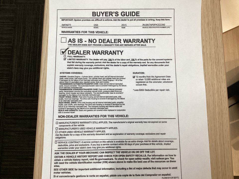 Used 2015 INFINITI Q50 Premium w/ Navigation Package RWD image 37
