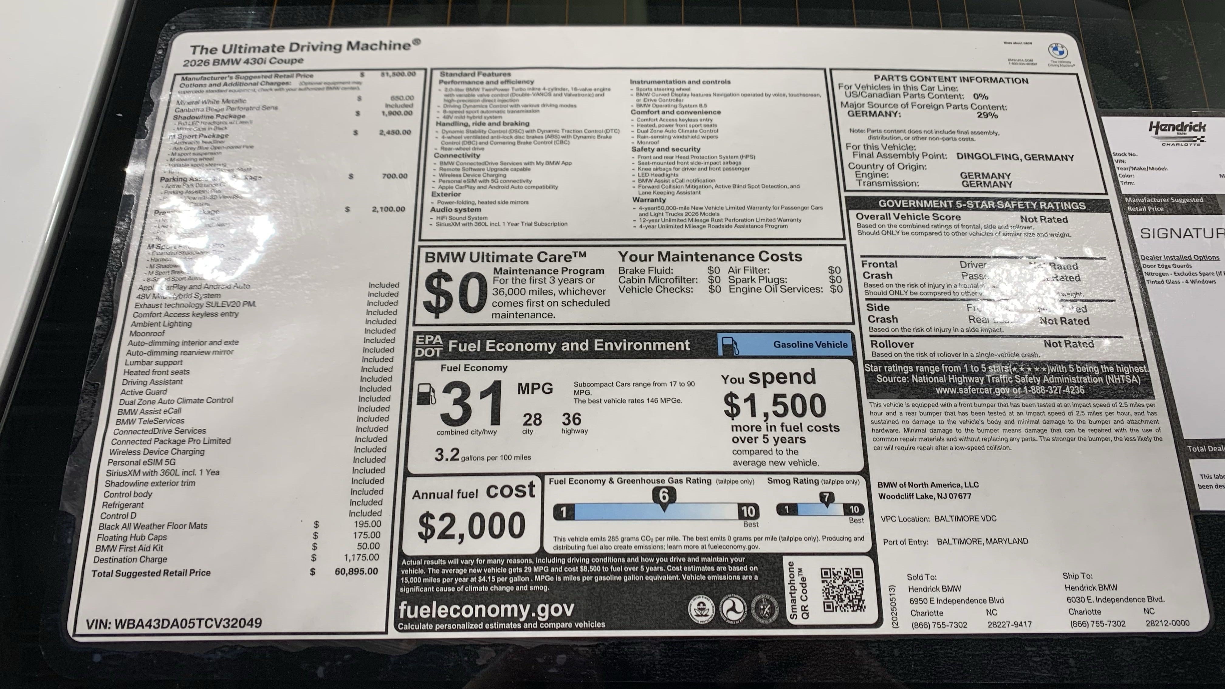 Certified 2026 BMW 430i Coupe w/ M Sport Package RWD image 31