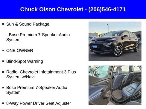 Certified 2023 Chevrolet Bolt EUV Premier w/ Sun & Sound Package image 8